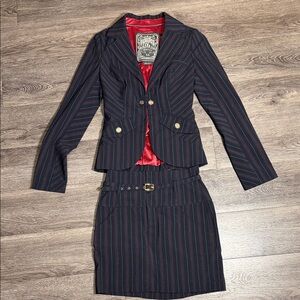 Vintage Guess Pinstripe Blazer and Skirt Set NWT